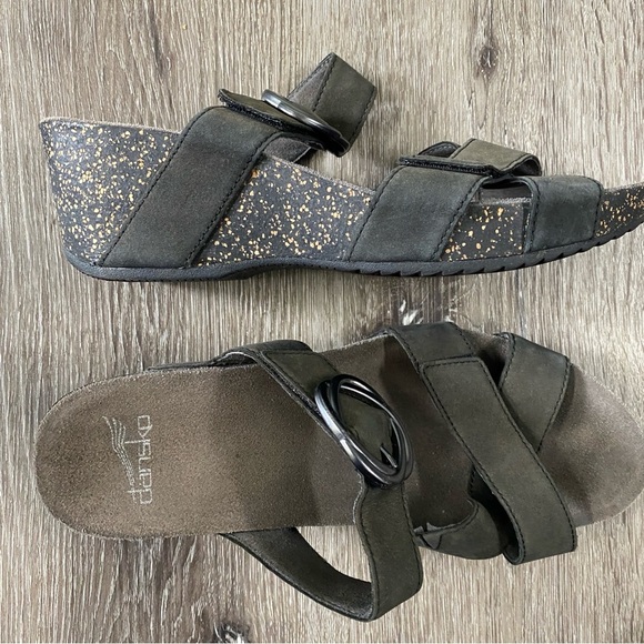 Dansko Susie Grey Wedge Nubuck Leather Slide Sandals Size 39 - Picture 5 of 8